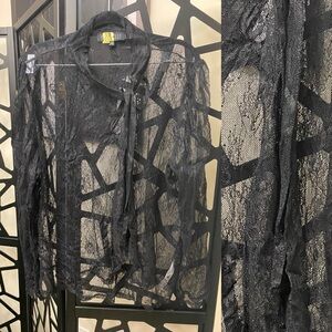 Eloquii Black Lace Overlay Blouse